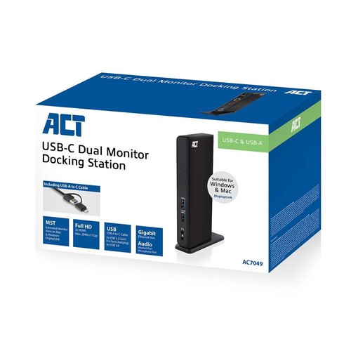 ACT AC7049 notebook dock & poortreplicator Bedraad USB 3.2 Gen 1 (3.1 Gen 1) Typ - Afbeelding 4 van 7
