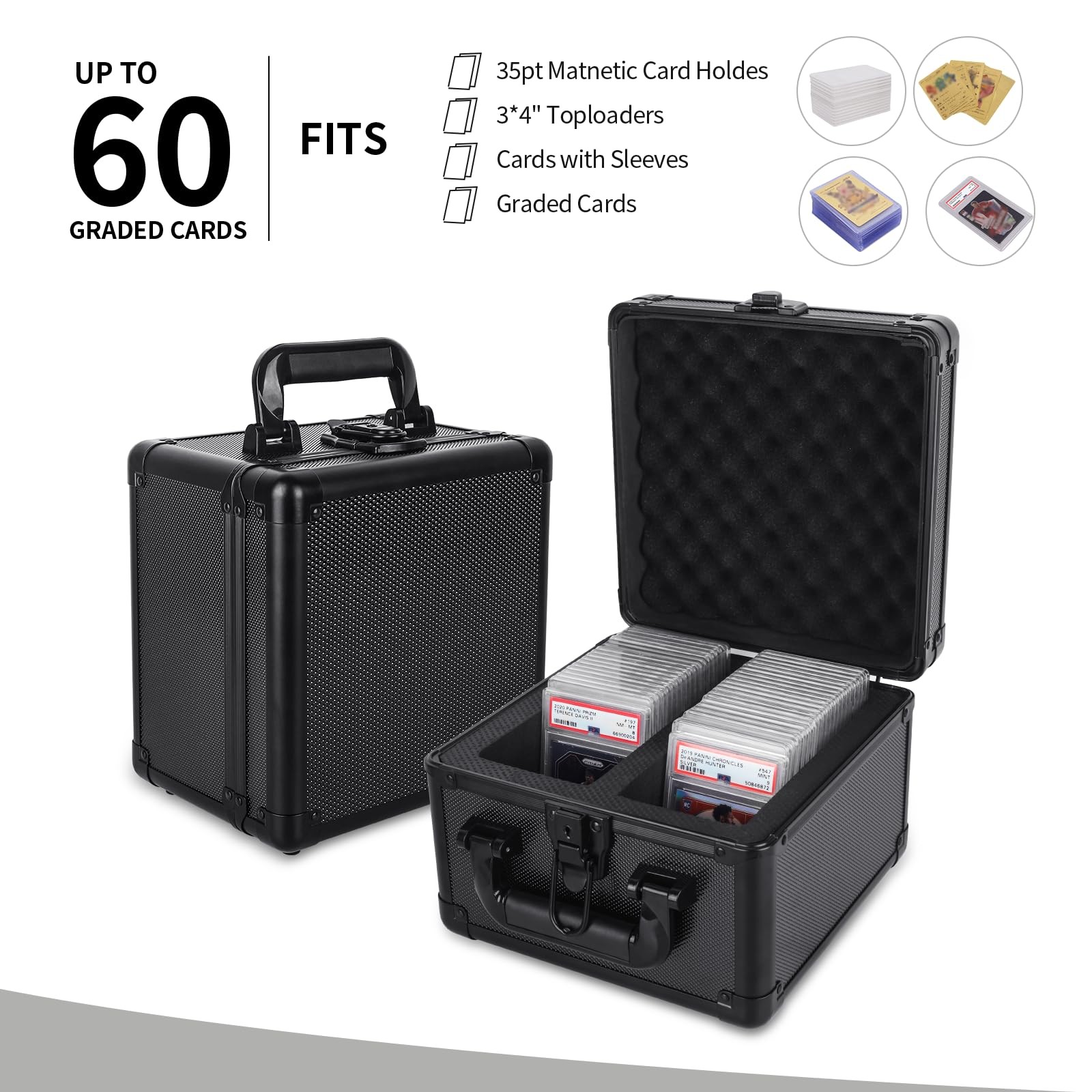 KAGSWAMO Graded Card Storage Box, Holds 60+ PSA Slab Card Case for Graded Car... view 2