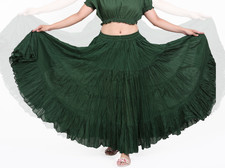 Women's 25 Yard Tribal,ATS,Belly Dancing,Flamenco,Gypsy,Hippie Green Skirts - US