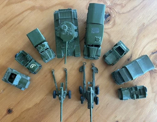 Large Lot (Ten) of Assorted Vintage Dinky Military Vehicles See Below for List