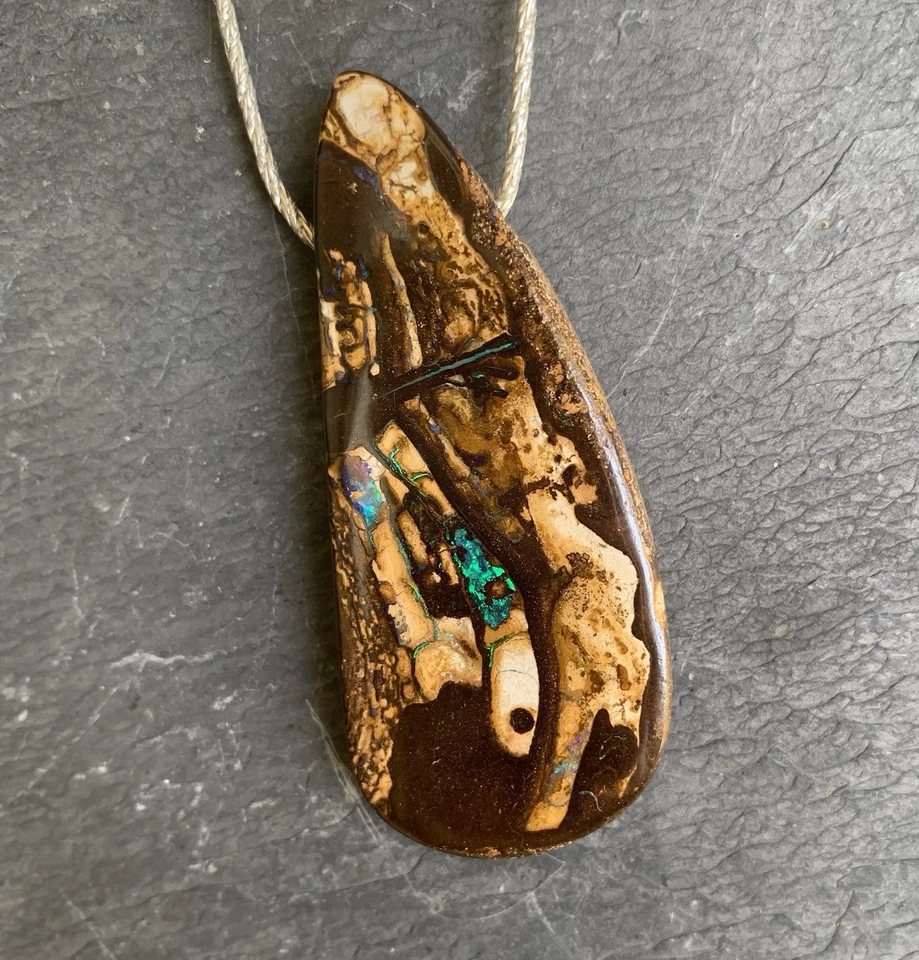 Collana/Ciondolo IN Argento 925 Con 1 Opale Matrice Australia, 50 CM - Immagine 2 di 4