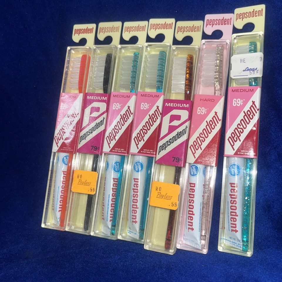 Lote de 7 Pasta de Dientes Pepsodent Mediana Dura De Colección Nuevo En Caja Lote #3 Foto 2 de 4
