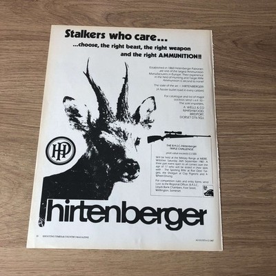 GUNS120 MAGAZINE ADVERT 12X9 HINTENBERGER STALKERS AMMUNITION