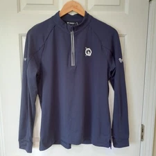 New! LEVEL WEAR Women Navy Long Sleeve 1/4 Zip Polyester Blend Casual Top Logo L