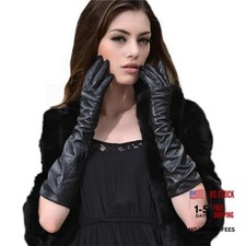 Soft Leather Long Opera Party Costume Evening Dress Driving Gloves, Large