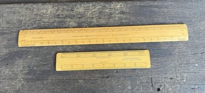 Vintage Paar 12  & 6  J Halden & Steward Holzlineale Zeichnen Messwerkzeug