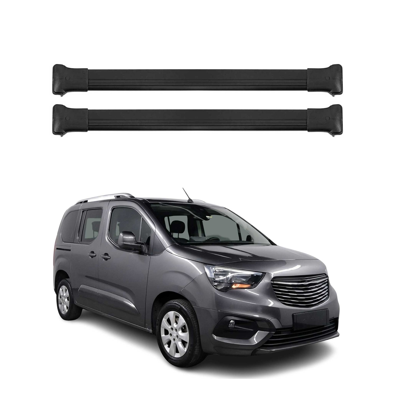 Barres de toit Opel Combo E en alu noir avec système antivol sécurisé