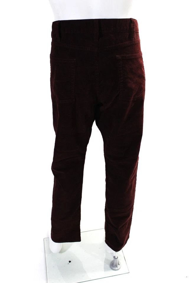 J Crew Men's Button Closure Flat Front Straight Leg Pant Burgundy Size 38 - Image 3 of 4
