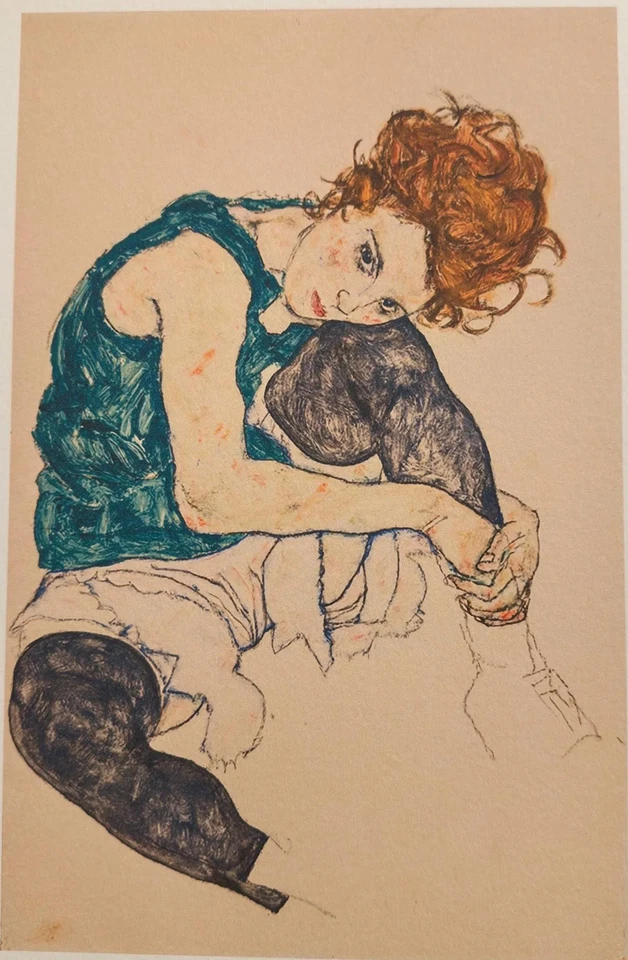 Egon Schiele | Sitzende Frau Lithographie | Limitierte Auflage | Signiert & Nummeriert - Bild 2 von 4