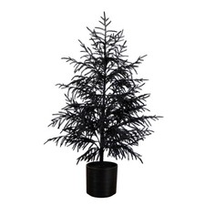 4 Ft Artificial Black Norfolk Pine Halloween Tree Real Touch Lifelike Decor