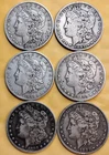 6- MORGAN SILVER DOLLARS ,BETTER GRADE!!! GREAT PRICE!!!