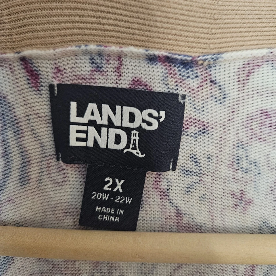Cárdigan plumero Lands' End para mujer 2X estampado cachemira frente abierto 20W-22W Foto 3 de 4