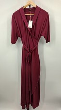 Quince Tencel Jersey Midi Wrap Dress Wine Basic Sleeved Xl