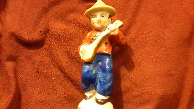 Japanese ceramics local man playing the mandolin MADE IN JAPAN   4'' TALL 