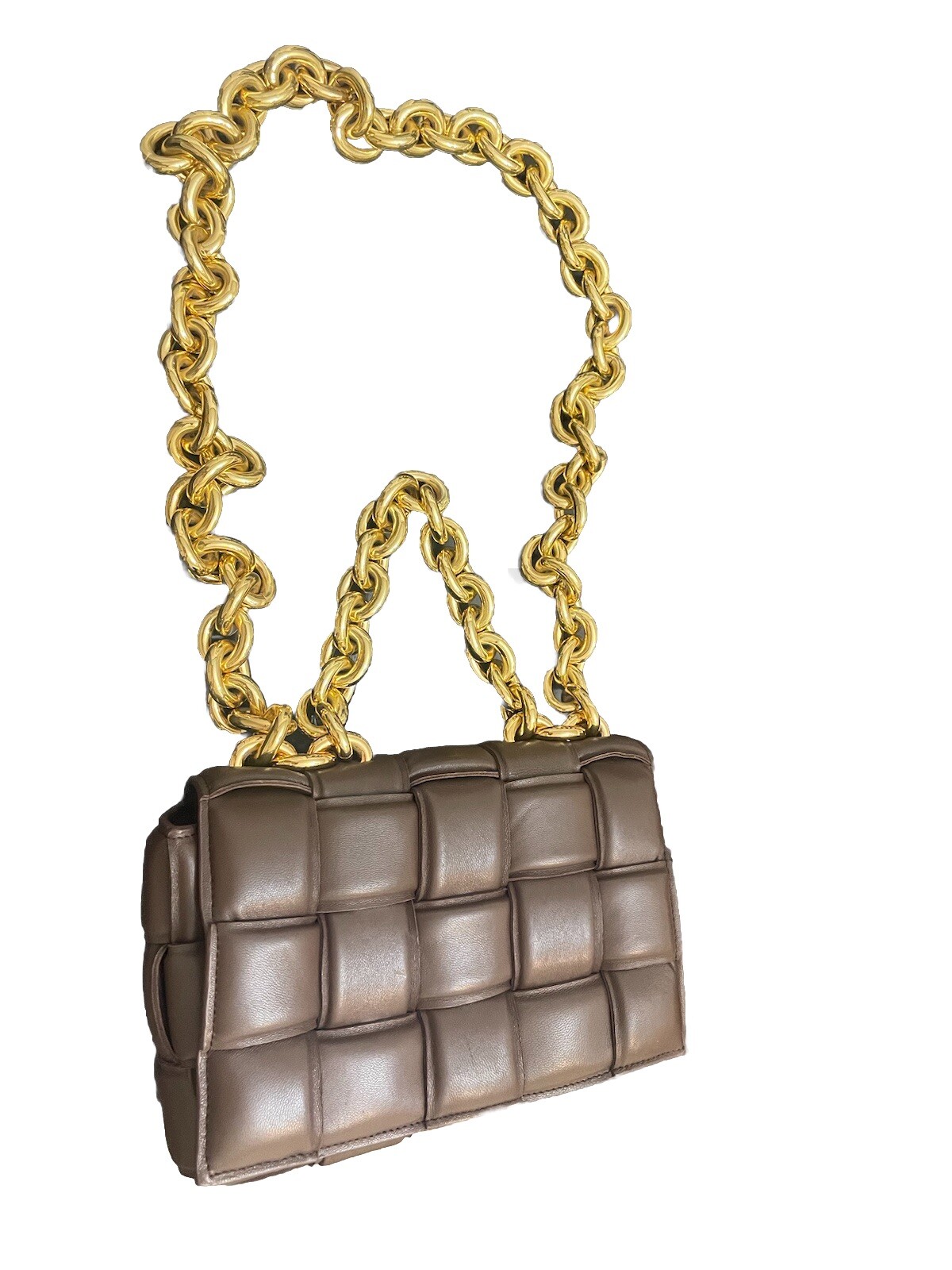 Bottega Veneta Cassette Gold Chain Crossbody Bag Padded Maxi Intrecciato Leather