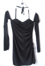 Dress Womens 8 Off Shoulder Halter  Ruched Bodycon Black Pretty Little Thing