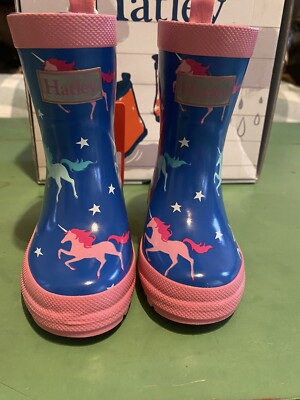 Hatley Twinkle  NEW Unicorn Rain Boots Blue Pink Toddlers Size 5 US 14.5cm