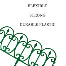 Green &White Garden Border Fence Flexible Plastic Lawn Flower Bed Edging Picket 