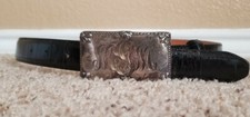 ANDREA BARNETT 1996 STERLING SILVER SIGNED BUCKLE BELT SZ small monogram
