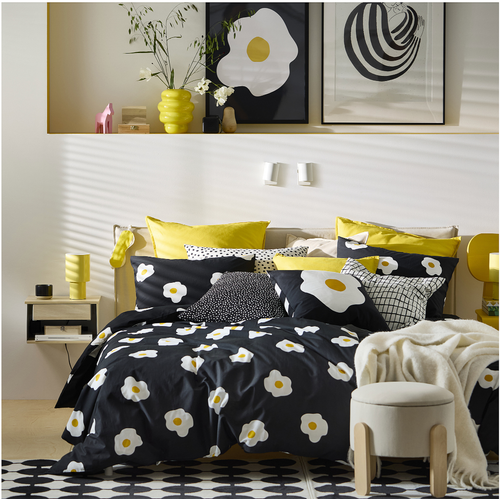 IKEA OGONLOCKSMAL Cushion Cover, Pillow Cover, Black/White, 50x50 cm 20"x20" New - Picture 5 of 5