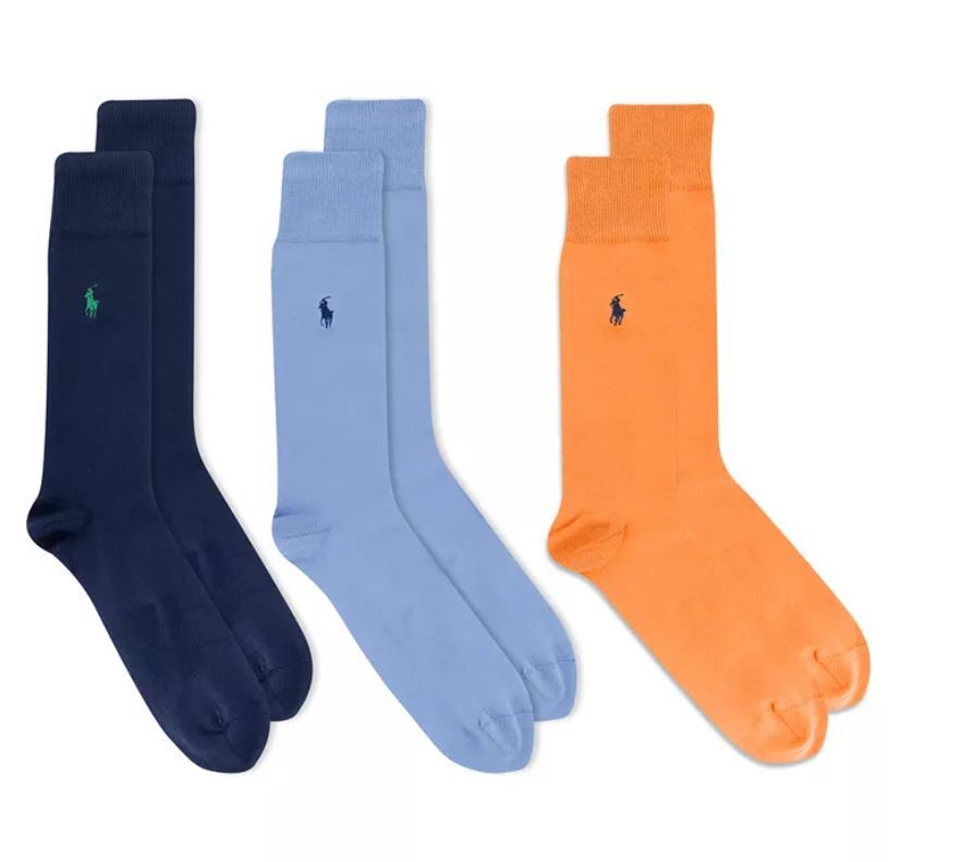 PONY Polo Ralph Lauren Uomo Super Morbida Maglia Piatta Confezione da 3 Calze 10 13 Multicolore