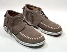 Justin Boots Teepee Fringe Round Toe Moccasin Booties - Women’s 11 - Beige Gray