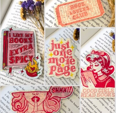 Book Lover Cute Pink Book Stickers Set Of 5 Holographic Slow Burn Smut Stickers