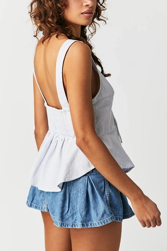 Free People Mika Stripe Tank Top XS 2 Women's Casual Halter Sleeveless NEW 36727 - Picture 4 of 9