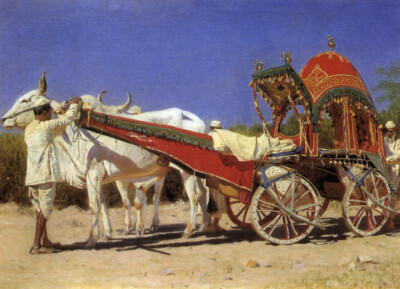 Vasily Vereshchagin Vehicle of Rich People in Delhi 1875 17''x 22'' Archival Print