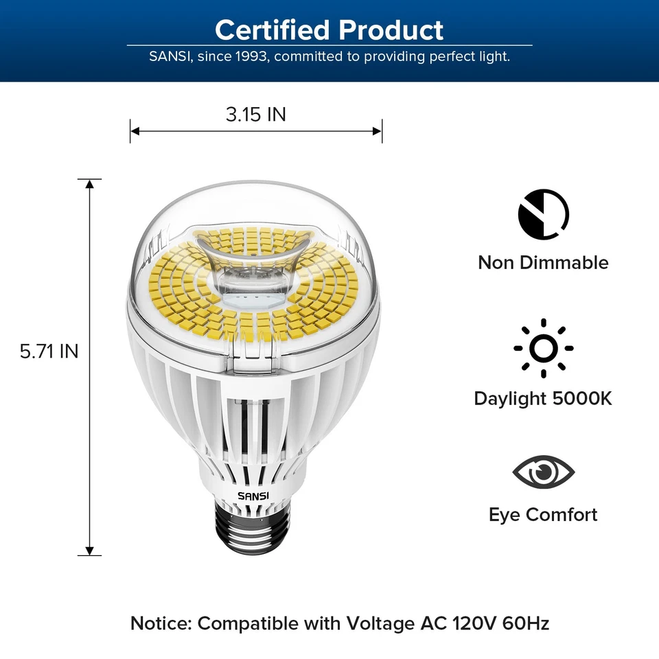1X 36W=350W A21 E26 LED Light Bulbs 5500lm 5000K Daylight Spotlights COC - Image 2 of 4
