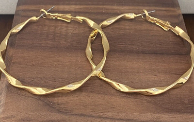 Gold Twist Hoop Statement Earrings - Save with Combined Postage!