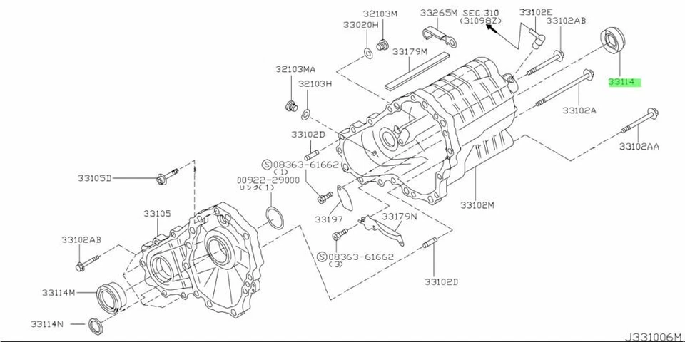 Caja de transferencia de aceite sellado original Nissan 33142-01J10 F/S Foto 3 de 3