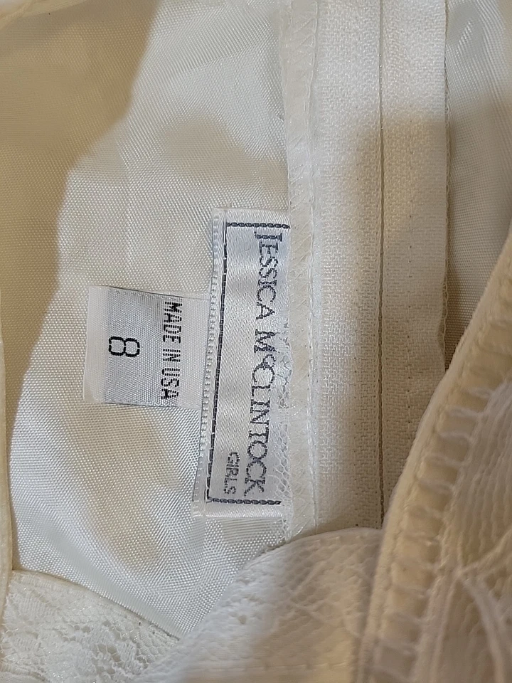 Jessica McClintock Girls Vintage Made in USA Edwardian Lace Dress (Size 8) #1 - Image 3 of 4