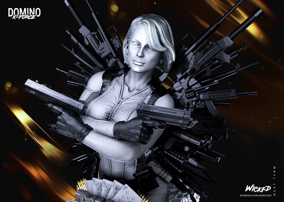 DOMINO Bust Marvel Avengers X-Men Deadpool Resin Model Kit WICKED - Image 4 of 4