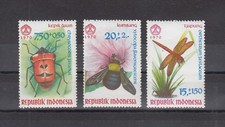 TIMBRE STAMP 3 INDONESIE Y&T#607-09  INSECTE NEUF**/MNH-MINT GUM/BROWN 1970 ~B53