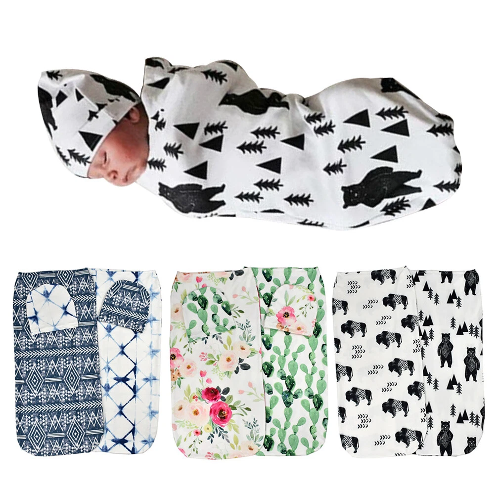 Baby boy swaddle cheap blanket and hat
