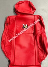 Salsa Red Leather Seat Covers For 2015-23 Dodge Challenger Scat Pack W 392 Logo