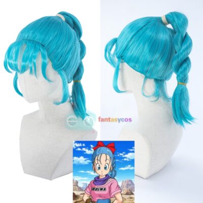 Dragon Z Bulma Braid Ponytail Cosplay Party Wig