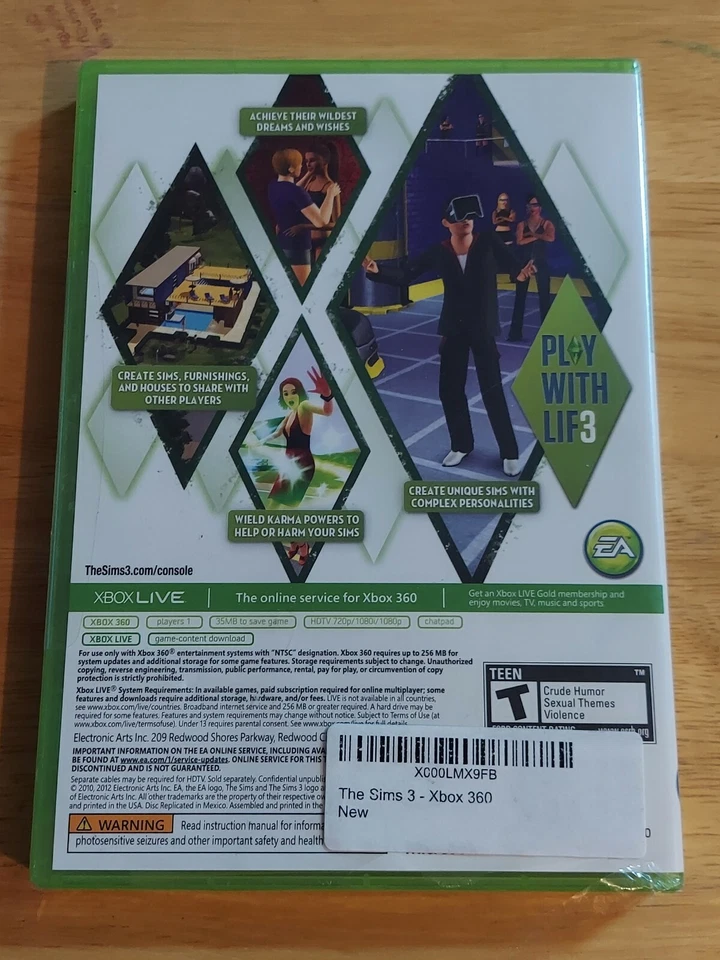 The Sims 3 X Box 360 Platinum Hits Rated T EA New Factory Sealed - Image 3 of 3