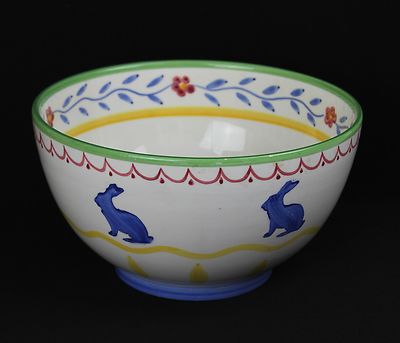 Studio Nova Old MacDonald's Farm Bunny Rabbit Handpainted Spongeware Bowl U8