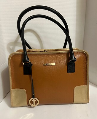 Tanino Tan Black Leather Handbag Genuine Leather Made in Colombia Double Handle