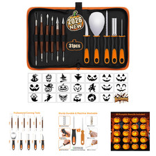 Pumpkin Carving Kit with Stencils and Tools 31 Pcs Stainless Steel Halloween