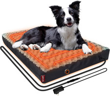 Upgraded Heated Dog Bed, 12V 24W Safe Voltage Arthritis Orthopedic Dog Bed with