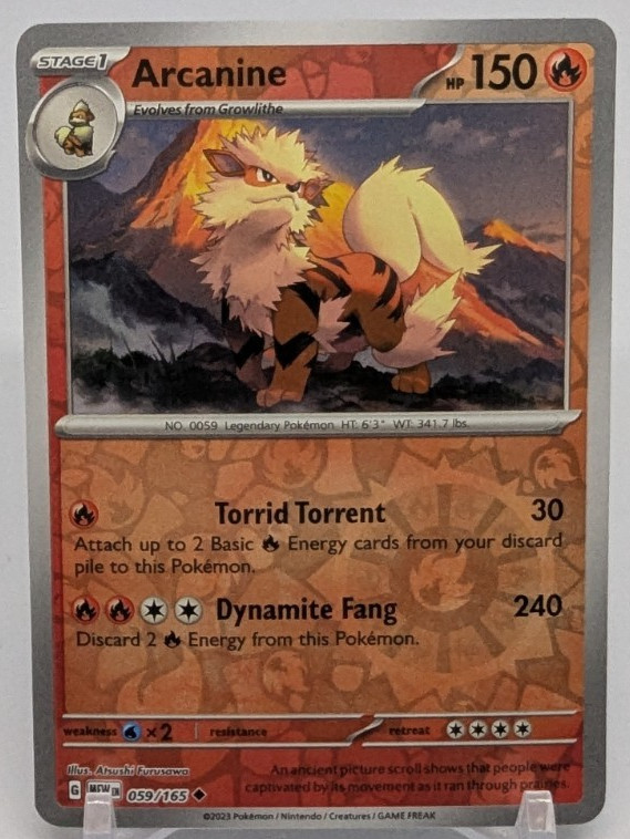 Pokémon TCG #059/165 Arcanine SV: Scarlet & Violet 151 Reverse Holo Near Mint