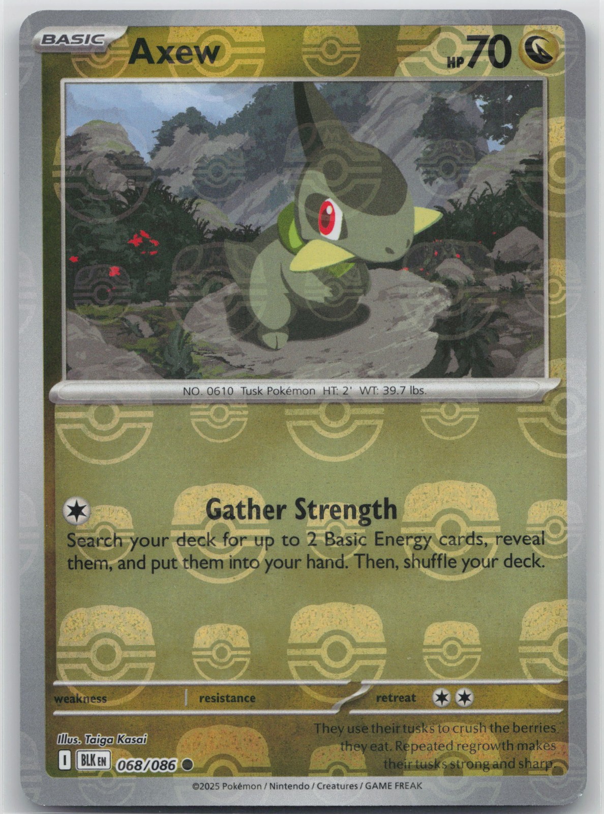 Axew Master Ball 068/086 Black Bolt/White Flare NEAR