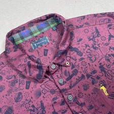 William Murray Men Crazy Print Golf Polo Maroon Golf Cart  Canoe XL Resort Logo