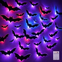Halloween Deko Garten Outdoor LED Fledermaus Dekoration Lichterkette 24 StüCk