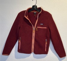 Patagonia Retro Pile Fleece Jacket Youth Girls L 12 Full Zip Maroon