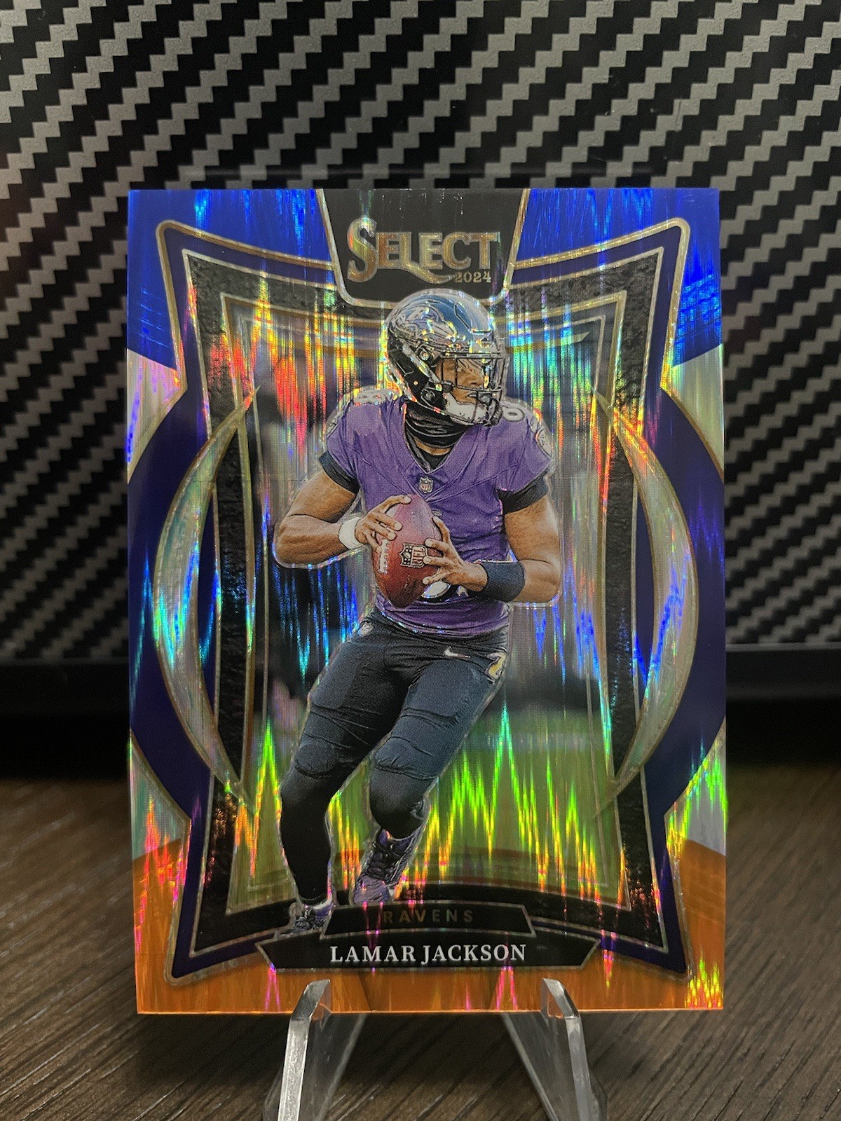 2024 Panini Select Concourse Lamar Jackson #35 Blue And Orange Shock Prizm 35/35