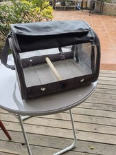 Soft-Sided Travel Bird Cage Carrier, Mesh Sides w/ Perch, Gray